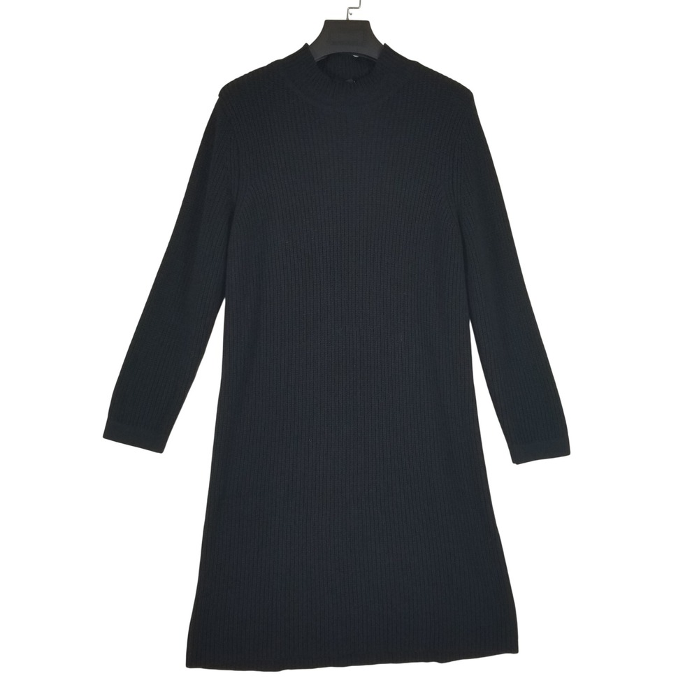 Torrid Sweater Dress Women Sz 0 12W Black Mock Neck Ribbed Knit Long Sleeve Mini